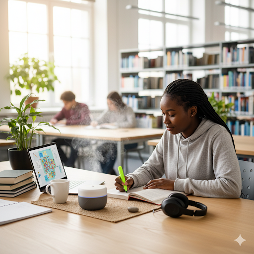 A student in Sandton using effective study and relaxation techniques for managing exam stress