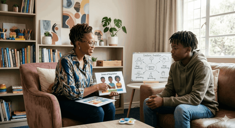 Bipolar Awareness campaign with a teen in the office